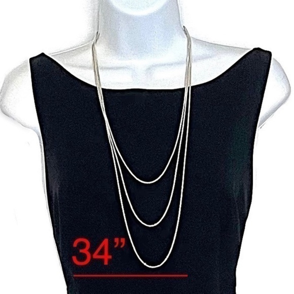 34” 2MM 925 SS Italian Box Chain Necklace!